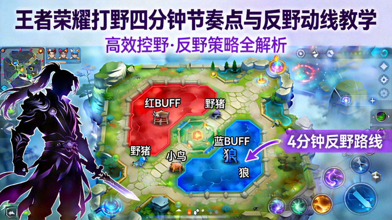 王者荣耀打野四分钟节奏点与反野动线教学封面图
