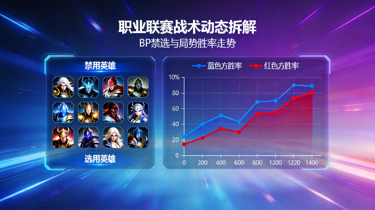 职业联赛战术动态拆解沙盘界面展示BP禁选与局势胜率走势